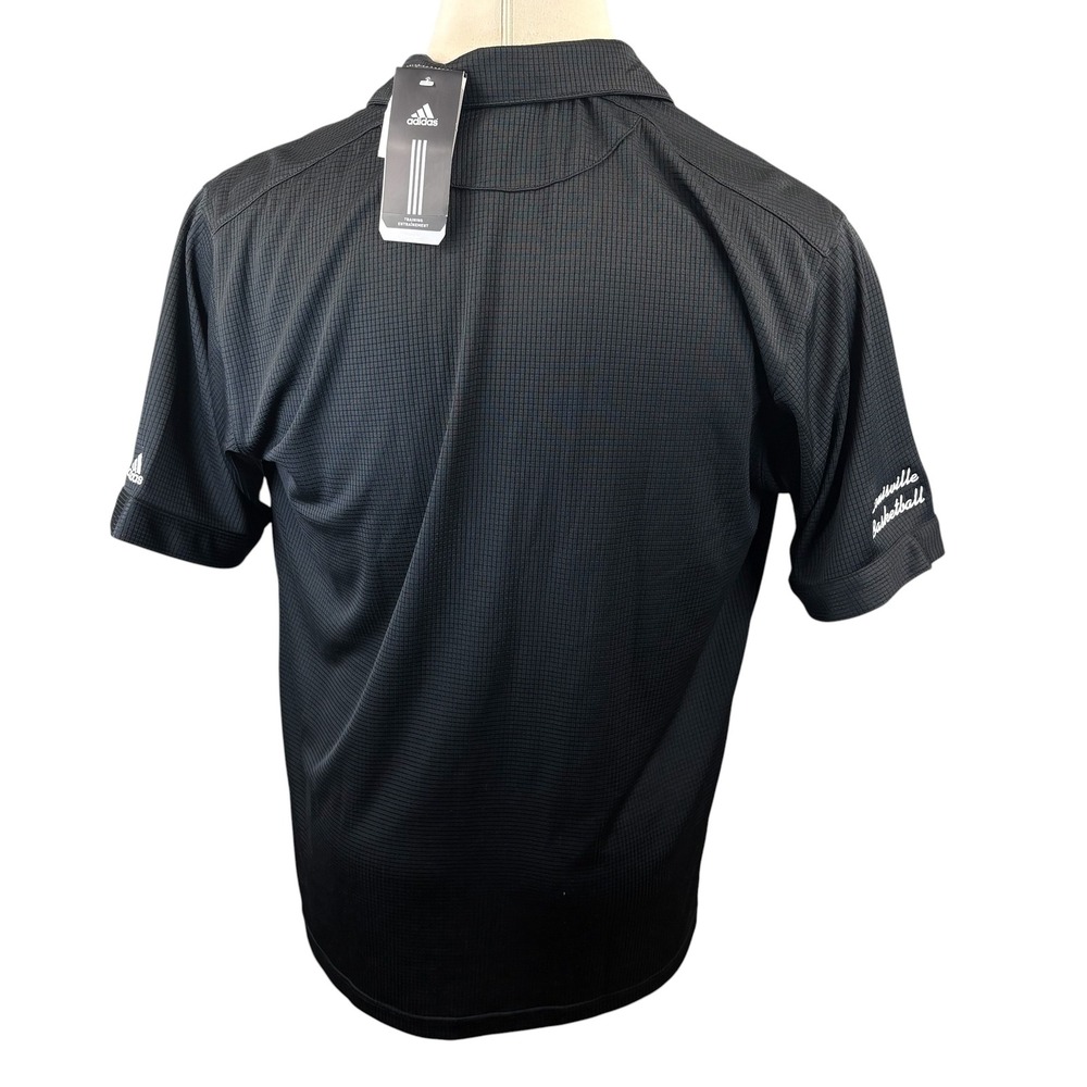 Adidas Mens Climalite Louisville Basketball Full Button Down Polo Shirt Black Lg - Picture 3 of 6